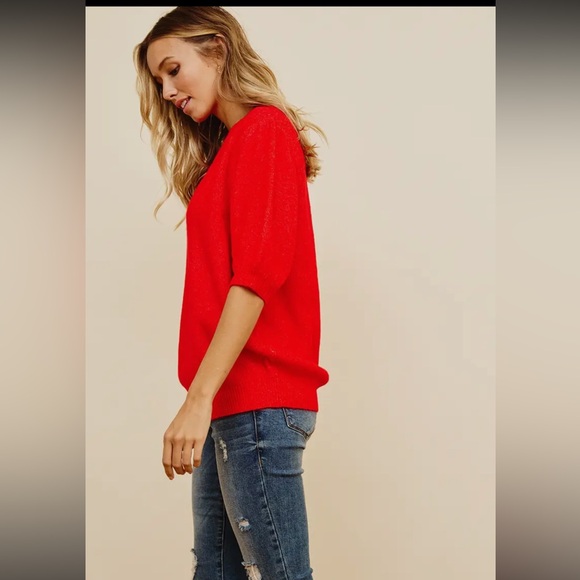 Boho Puff Sleeve Cropped Sweater - Picture 3 of 5